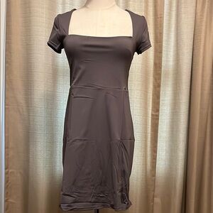 Casly Lamiit Purple Gray Mini Dress Square Neckline Cap Sleeves Womens Medium